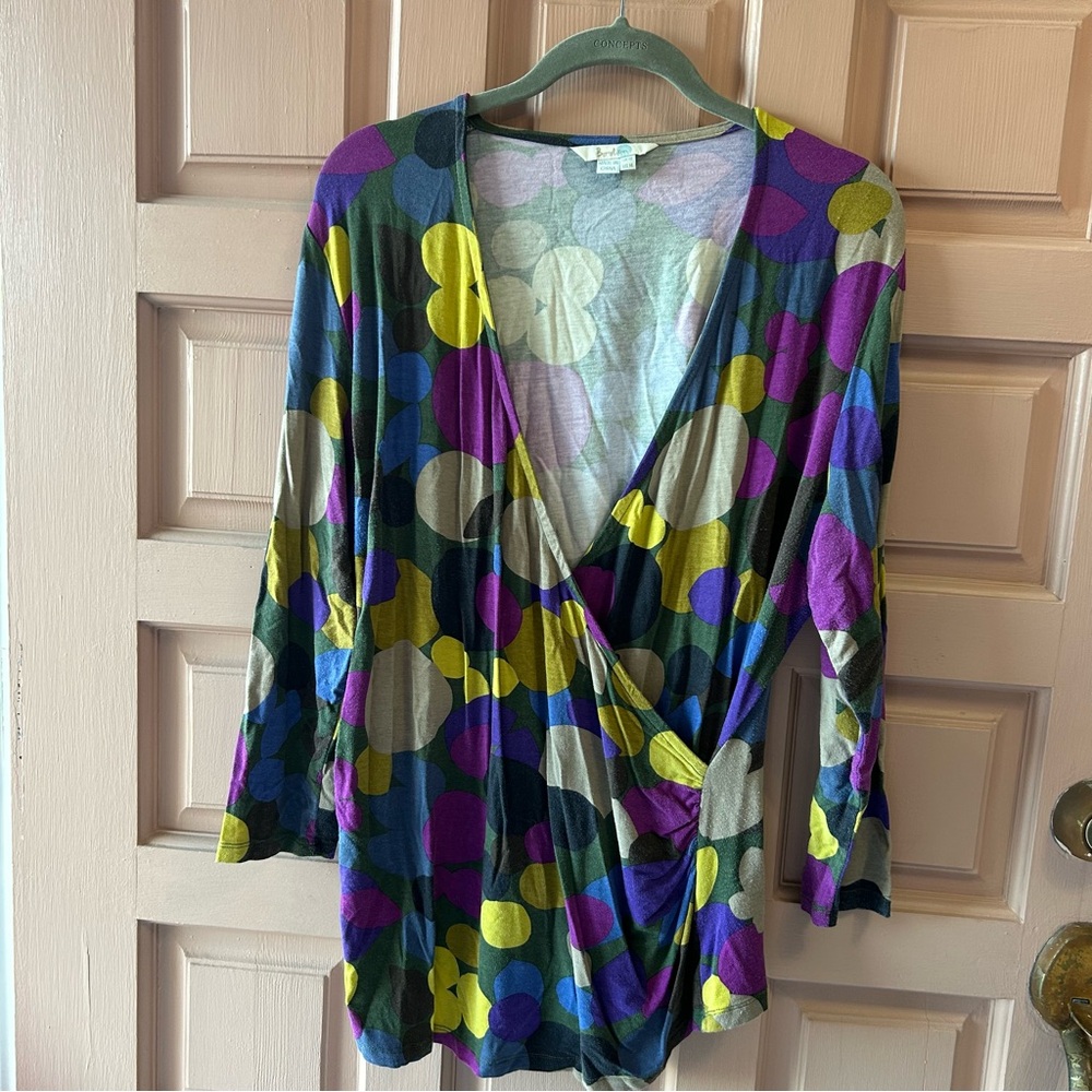 Boden Multicolor Floral Wrap Top